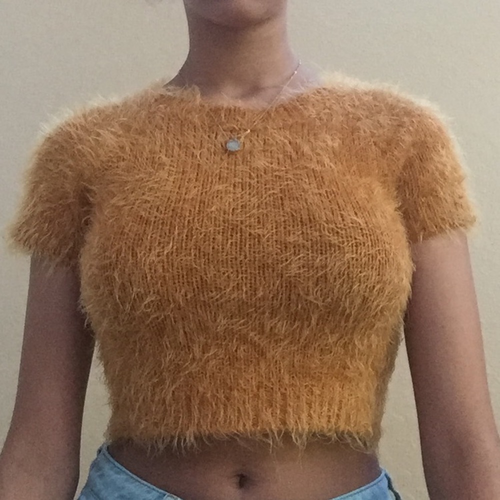 Forever 21- fuzzy mustard crop top